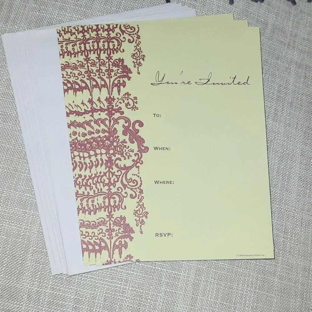 Invitation cards quantity 8 card envelopes party invite mail get together cream